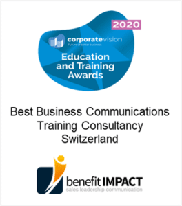 Award Best Business Communications Training Consultancy Switzerland benefitIMPACT